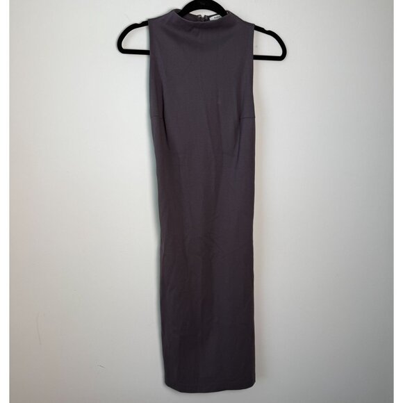 Aritzia Babaton Dress Matheson Ponte Bodycon High Neck Magnetic Gray Size 6 - Picture 4 of 11